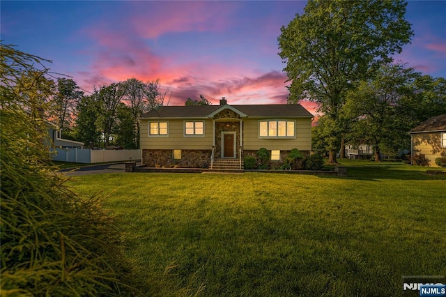 11 Hillcrest Blvd, Warren, NJ 07059 - bi-level home featuring a chimney and stone siding
