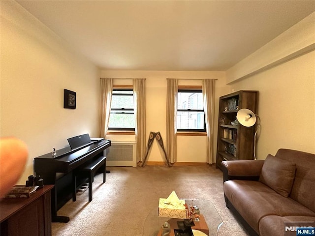 3041 Edwin Unit 4E, Fort Lee, NJ 07024 - living room featuring light carpet and baseboards
