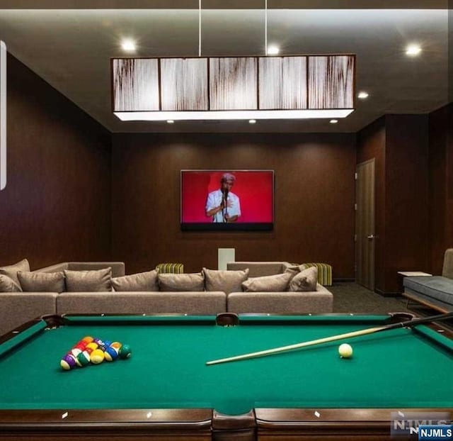 320 Adolphus Ave Unit 317, Cliffside Park, NJ 07010 - recreation room with billiards, carpet flooring, and recessed lighting