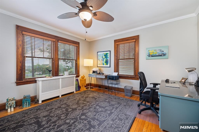 206 Eastern Way, Rutherford, NJ 07070 - office area featuring ceiling fan, wood finished floors, and crown molding
