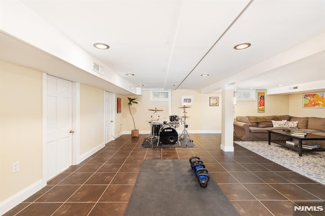 206 Eastern Way, Rutherford, NJ 07070 - workout room with tile patterned flooring and recessed lighting
