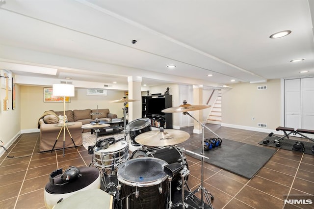 206 Eastern Way, Rutherford, NJ 07070 - playroom with tile patterned flooring and recessed lighting