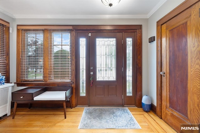 206 Eastern Way, Rutherford, NJ 07070 - entryway featuring healthy amount of natural light, light wood-style floors, and ornamental molding