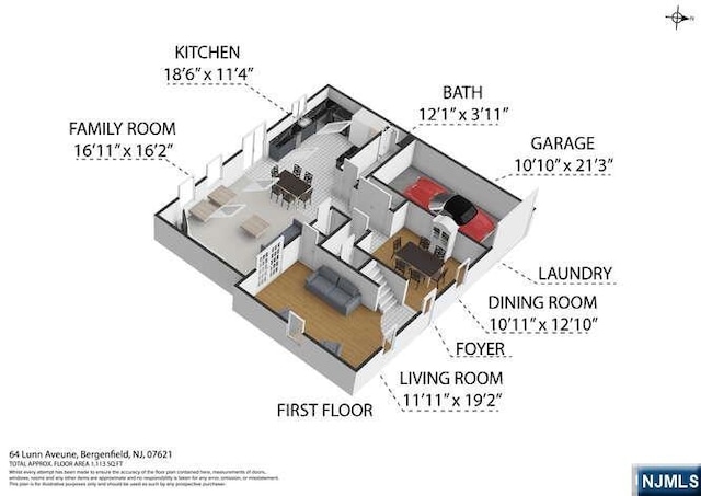64 Lunn Ave, Bergenfield, NJ 07621 - view of floor plan / room layout