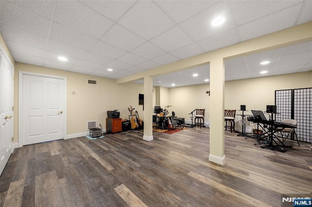 4 Michelle Ct, Harrington Park, NJ 07640 - workout area featuring wood finished floors, a paneled ceiling, and baseboards