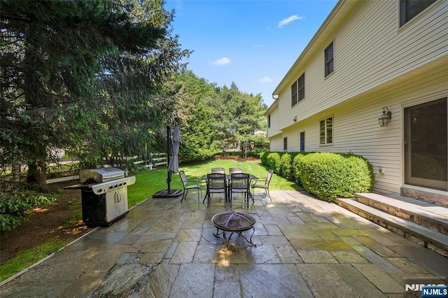 4 Michelle Ct, Harrington Park, NJ 07640 - view of patio / terrace featuring outdoor dining area, grilling area, and a fire pit