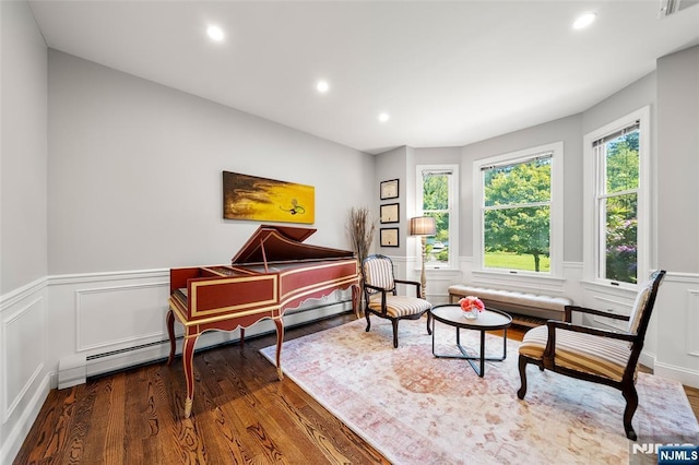 4 Michelle Ct, Harrington Park, NJ 07640 - sitting room with wood finished floors, a decorative wall, recessed lighting, and a wainscoted wall