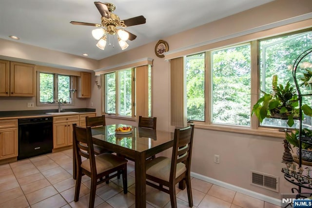 42 Lohs Pl, Harrington Park, NJ 07640 - dining space with light tile patterned flooring, ceiling fan, recessed lighting, and baseboards