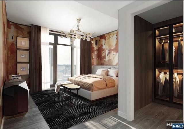 320 Adolphus Ave Unit 1115, Cliffside Park, NJ 07010 - bedroom featuring a chandelier and wood finished floors