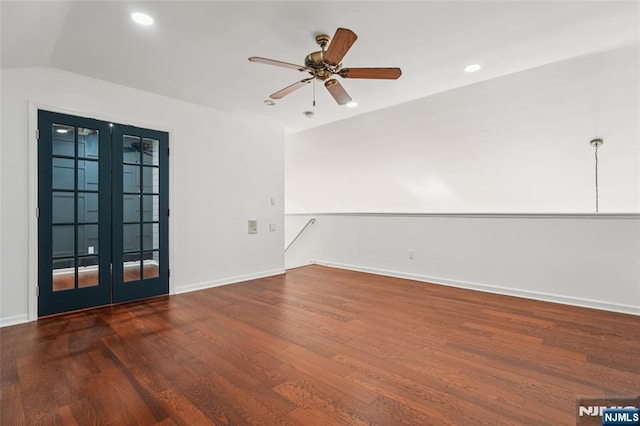 315 Winthrop Dr Unit 3082, Nutley, NJ 07110 - spare room featuring wood finished floors, baseboards, recessed lighting, french doors, and ceiling fan