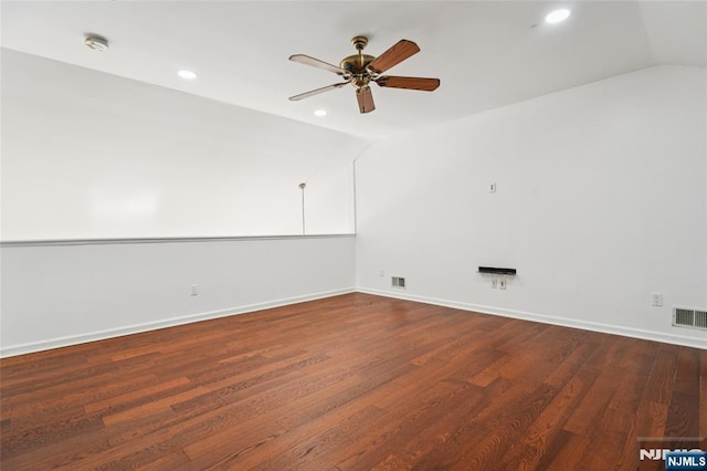 315 Winthrop Dr Unit 3082, Nutley, NJ 07110 - unfurnished room featuring vaulted ceiling, a ceiling fan, wood finished floors, a smoke detector, and recessed lighting