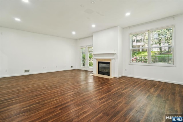 315 Winthrop Dr Unit 3082, Nutley, NJ 07110 - unfurnished living room featuring wood finished floors, a fireplace with flush hearth, recessed lighting, and baseboards