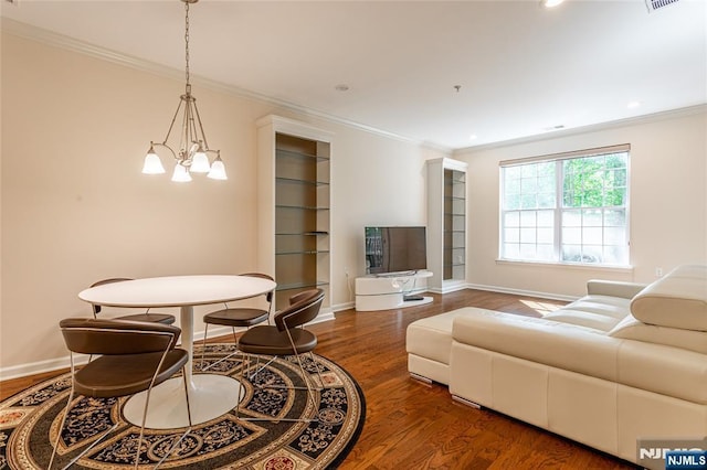 40 Azalea Dr, Old Bridge, NJ 08857 - living room featuring crown molding, wood finished floors, a chandelier, baseboards, and recessed lighting