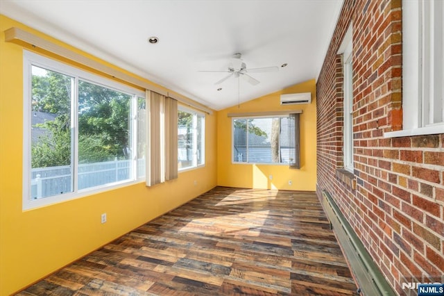 211 Harrison Ave, Hasbrouck Heights, NJ 07604 - unfurnished sunroom with an AC wall unit and vaulted ceiling