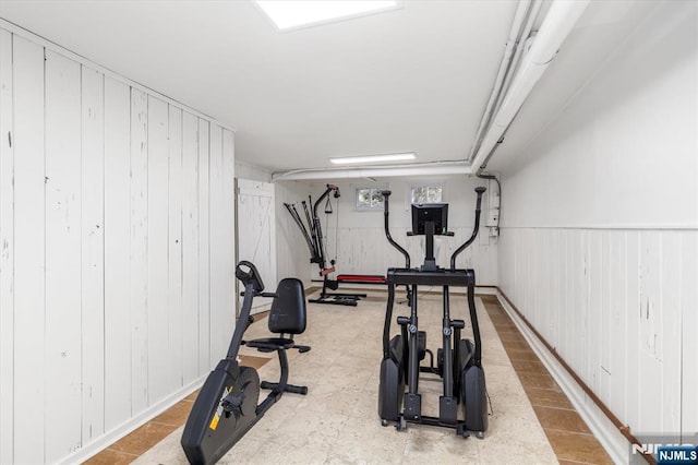 211 Harrison Ave, Hasbrouck Heights, NJ 07604 - exercise area with wood walls