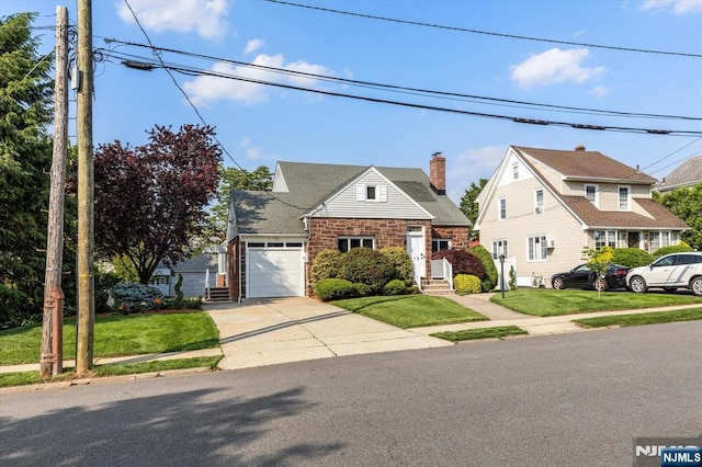 211 Harrison Ave, Hasbrouck Heights, NJ 07604 - view of front of home featuring driveway, a garage, and a front lawn