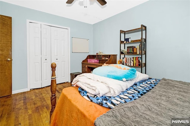 3 High St, Closter, NJ 07624 - bedroom featuring wood-type flooring, a closet, and ceiling fan