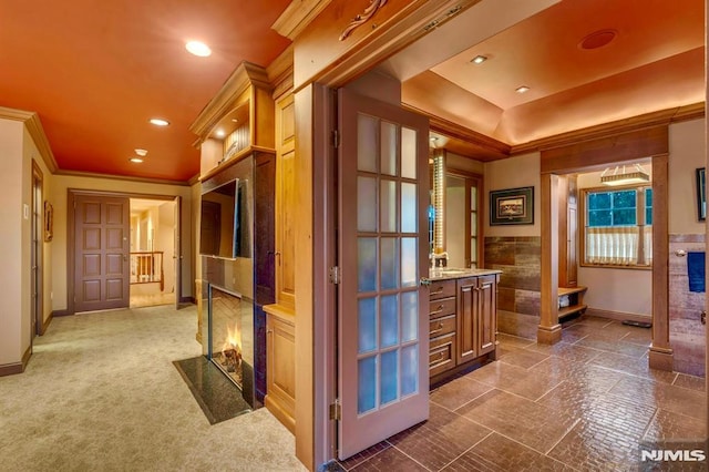 717 Ashmont Rd, Franklin Lakes, NJ 07417 - hallway featuring recessed lighting, baseboards, and ornamental molding