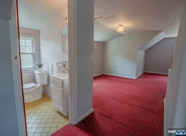 11 Newman Ave, Nutley, NJ 07110 - bonus room featuring vaulted ceiling, a sink, light carpet, and baseboards