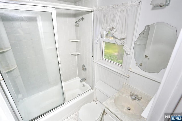 408 Terhune Ave, Paramus, NJ 07652 - bathroom with toilet, bath / shower combo with glass door, and vanity