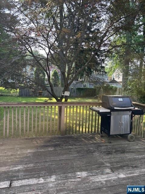 408 Terhune Ave, Paramus, NJ 07652 - wooden terrace featuring a grill and a yard