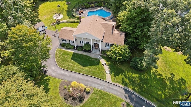14 Old Chimney Rd, Randolph Township, NJ 07869 - aerial view of property and surrounding area featuring a pool