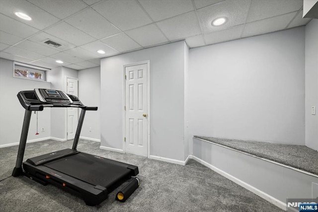 14 Old Chimney Rd, Randolph Township, NJ 07869 - workout area with carpet flooring, recessed lighting, a drop ceiling, and baseboards