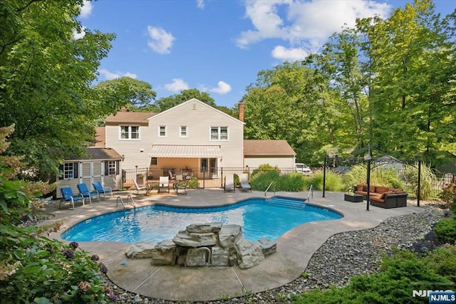14 Old Chimney Rd, Randolph Township, NJ 07869 - view of pool featuring a patio area, outdoor lounge area, and an outbuilding