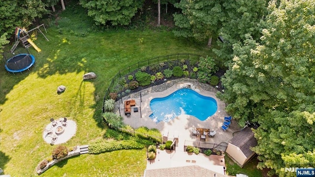 14 Old Chimney Rd, Randolph Township, NJ 07869 - bird's eye view of a pool area and a tree filled landscape