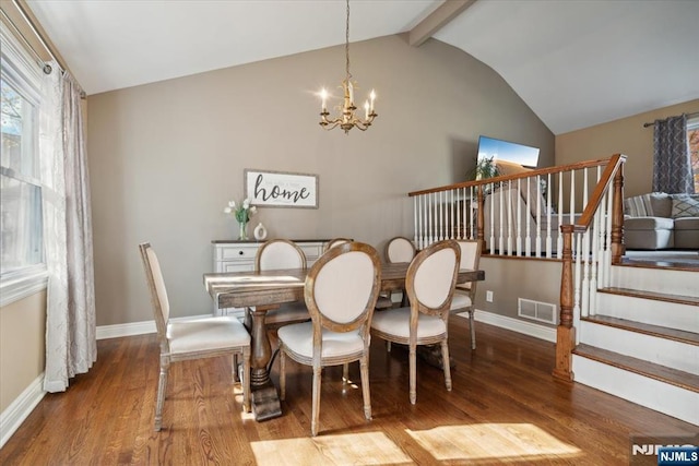 14 Old Chimney Rd, Randolph Township, NJ 07869 - dining space with a chandelier, wood finished floors, baseboards, and stairs