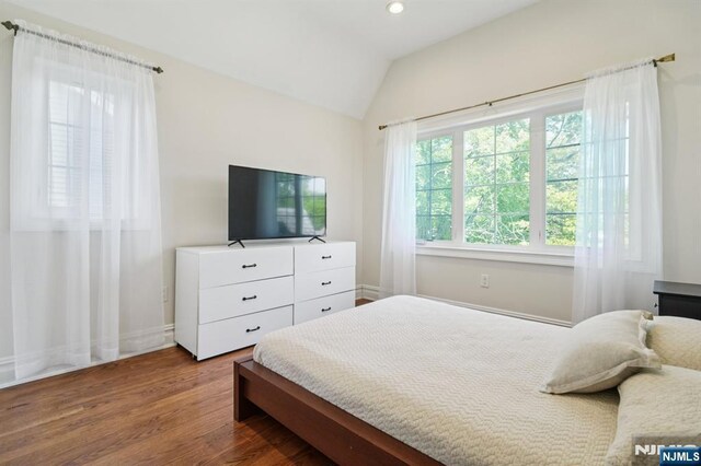 19 Grandview Ave, Glen Rock, NJ 07452 - bedroom with wood finished floors, vaulted ceiling, recessed lighting, and baseboards