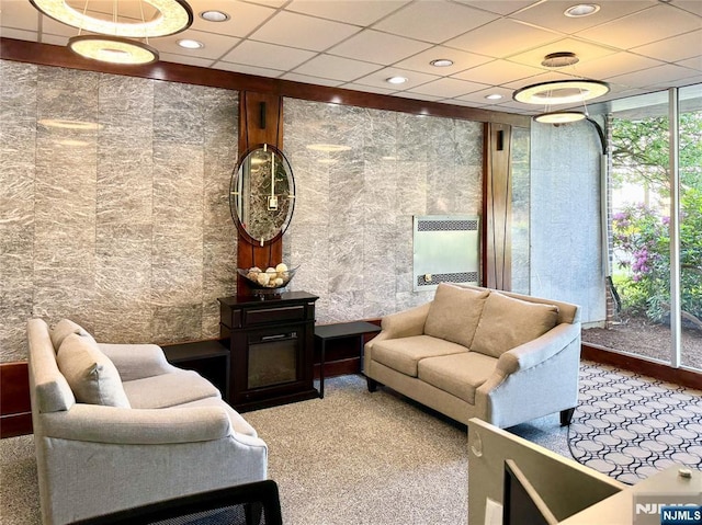 90 Prospect Ave Unit 10G, Hackensack, NJ 07601 - living room featuring a drop ceiling and recessed lighting