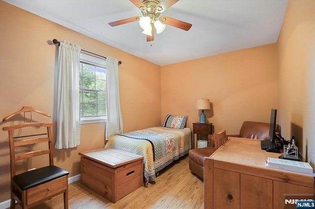 5 Edgewood Ct, Ringwood, NJ 07456 - bedroom featuring light wood-type flooring, ceiling fan, and an office area