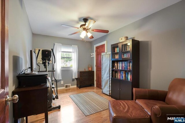 5 Edgewood Ct, Ringwood, NJ 07456 - home office featuring light wood-style floors and ceiling fan