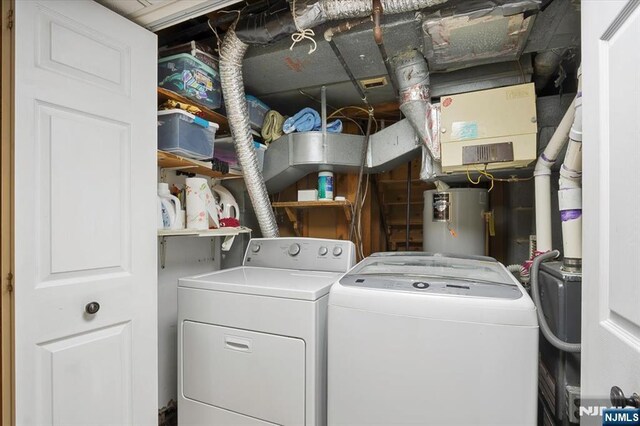 5 Edgewood Ct, Ringwood, NJ 07456 - washroom with electric water heater and washing machine and dryer