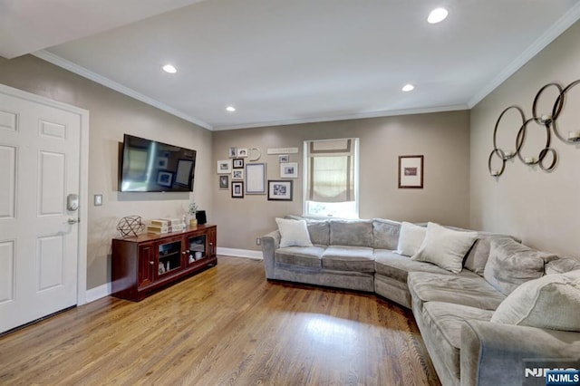 14 Swan Ct, East Rutherford, NJ 07073 - living area with light wood finished floors, recessed lighting, and crown molding