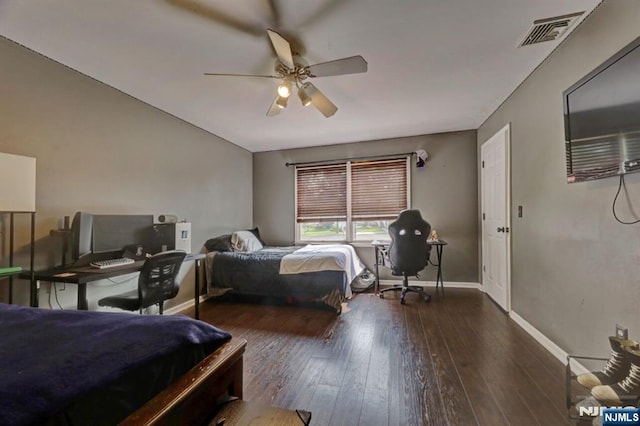 14 Swan Ct, East Rutherford, NJ 07073 - bedroom with hardwood / wood-style flooring, a desk, and a ceiling fan