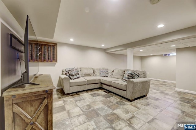 14 Swan Ct, East Rutherford, NJ 07073 - living room with baseboards and recessed lighting