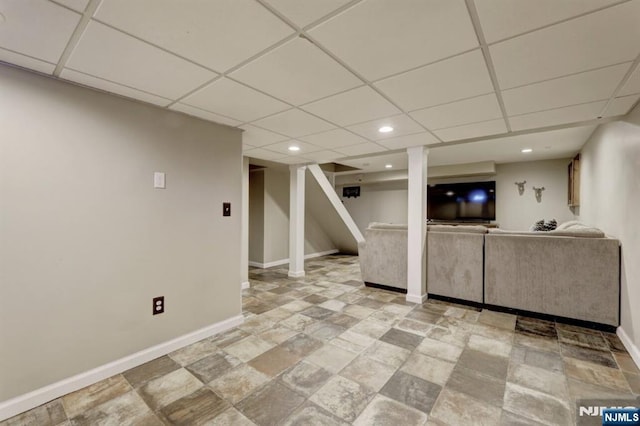 14 Swan Ct, East Rutherford, NJ 07073 - finished basement with a paneled ceiling and recessed lighting