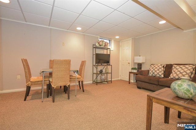 408 Eton Ct, Ridgewood, NJ 07450 - dining space featuring light carpet, recessed lighting, and a paneled ceiling