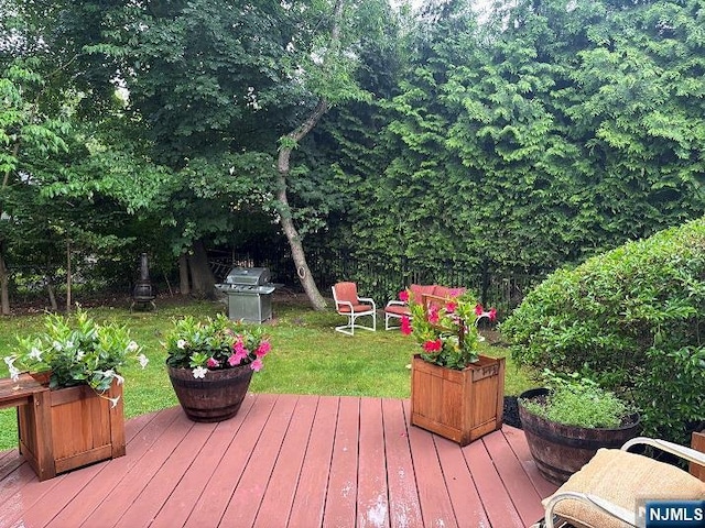 408 Eton Ct, Ridgewood, NJ 07450 - deck featuring area for grilling and a yard