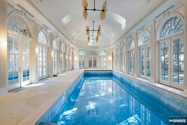 11 Margo Way, Alpine, NJ 07620 - indoor pool featuring a chandelier
