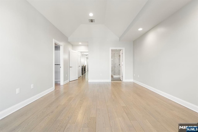 805 Fairview Ln, Fort Lee, NJ 07024 - unfurnished living room featuring lofted ceiling, light wood-style floors, baseboards, and recessed lighting