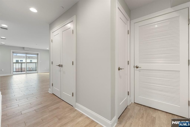 805 Fairview Ln, Fort Lee, NJ 07024 - hall with light wood-style flooring, baseboards, and recessed lighting