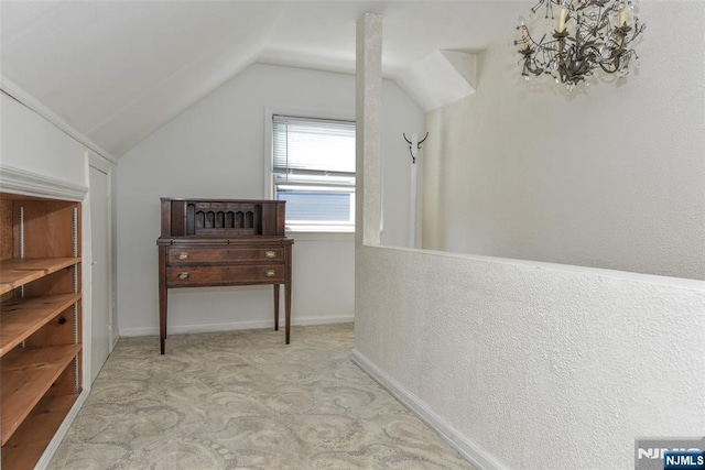 11-06 Marshall Rd, Fair Lawn, NJ 07410 - bonus room with carpet floors, lofted ceiling, a chandelier, and baseboards