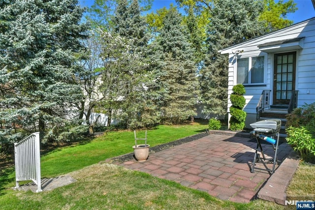 11-06 Marshall Rd, Fair Lawn, NJ 07410 - view of green lawn featuring a patio and entry steps