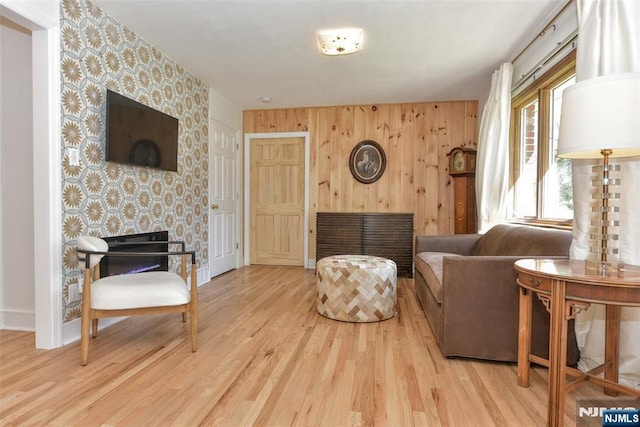 11-06 Marshall Rd, Fair Lawn, NJ 07410 - living area featuring wood finished floors, baseboards, and wooden walls