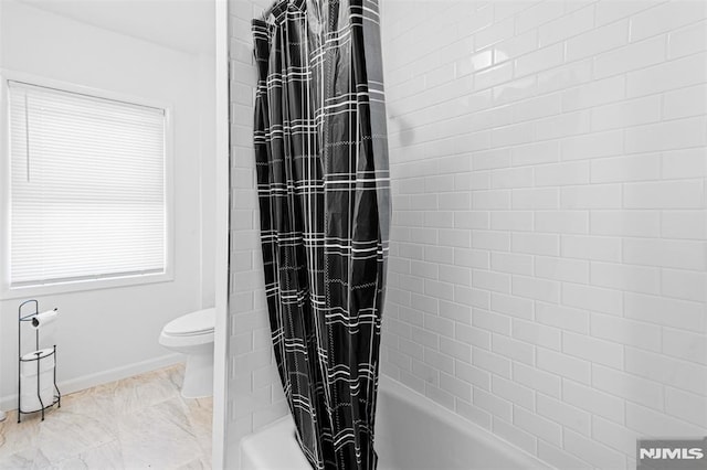 1146 Stasia St, Teaneck, NJ 07666 - full bath featuring shower / tub combo and marble look tile flooring