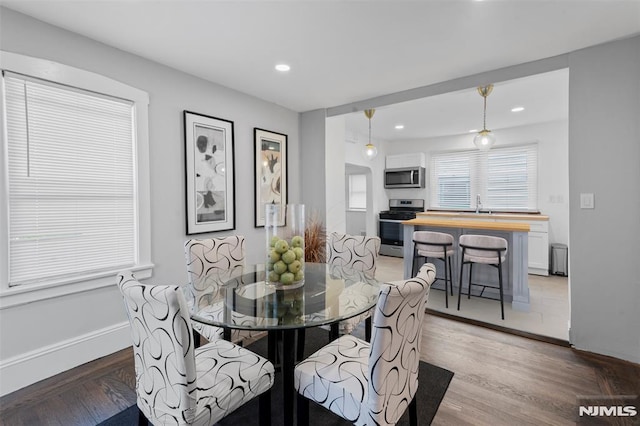 1146 Stasia St, Teaneck, NJ 07666 - dining room featuring recessed lighting and light wood-style floors
