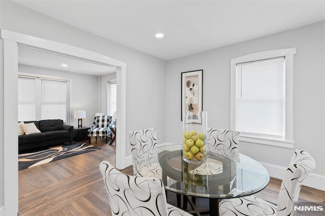 1146 Stasia St, Teaneck, NJ 07666 - dining space featuring wood finished floors, recessed lighting, and healthy amount of natural light
